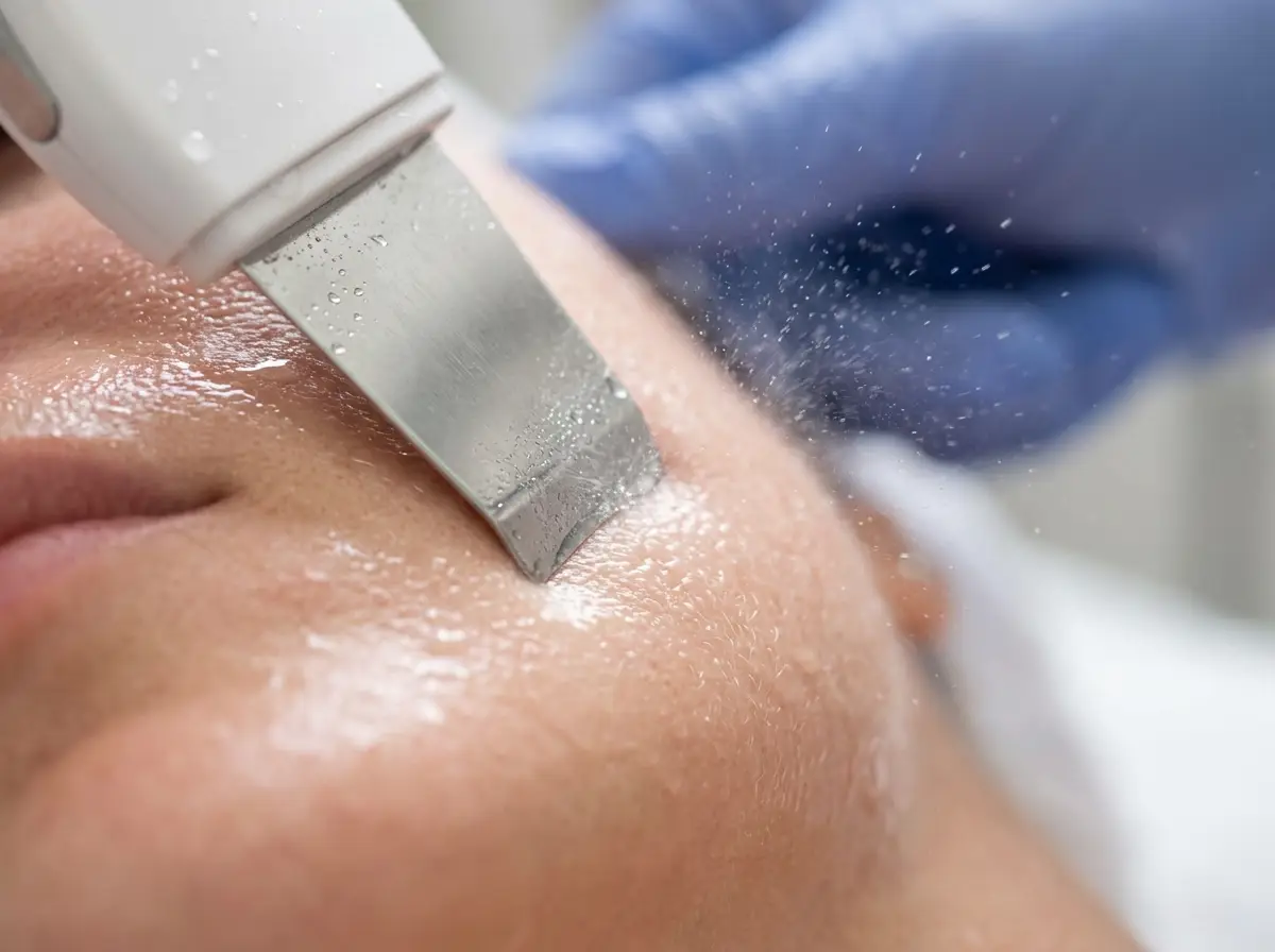 donna che riceve pulizia viso ultrasuoni
